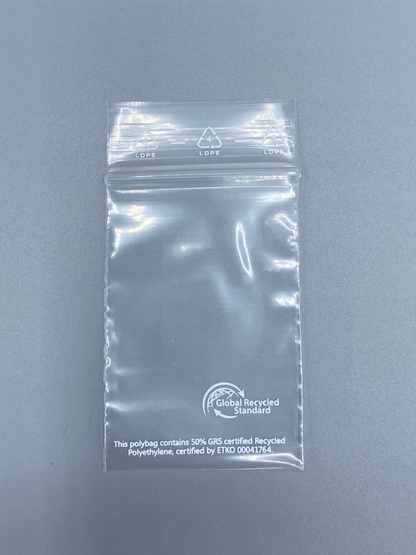 LDPE-Druckverschlussbeutel 50µ recycelt transparent